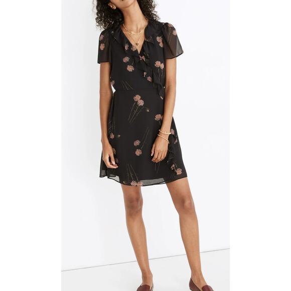 Madewell Dresses & Skirts - Nwt- madewell- Georgette Ruffle-Wrap Mini Dress in Aster Portrait-XS